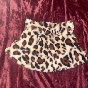 Leopard Print Faux Fur Skirt